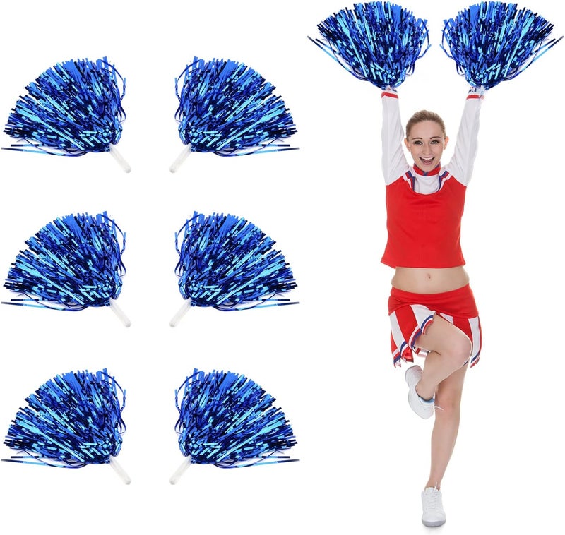 woobles Cheerleading Poms, Cheer Plastic Pom for Ball Fancy Dress Night Cheer Party Costume Sports Dance(Blue) - Image 1